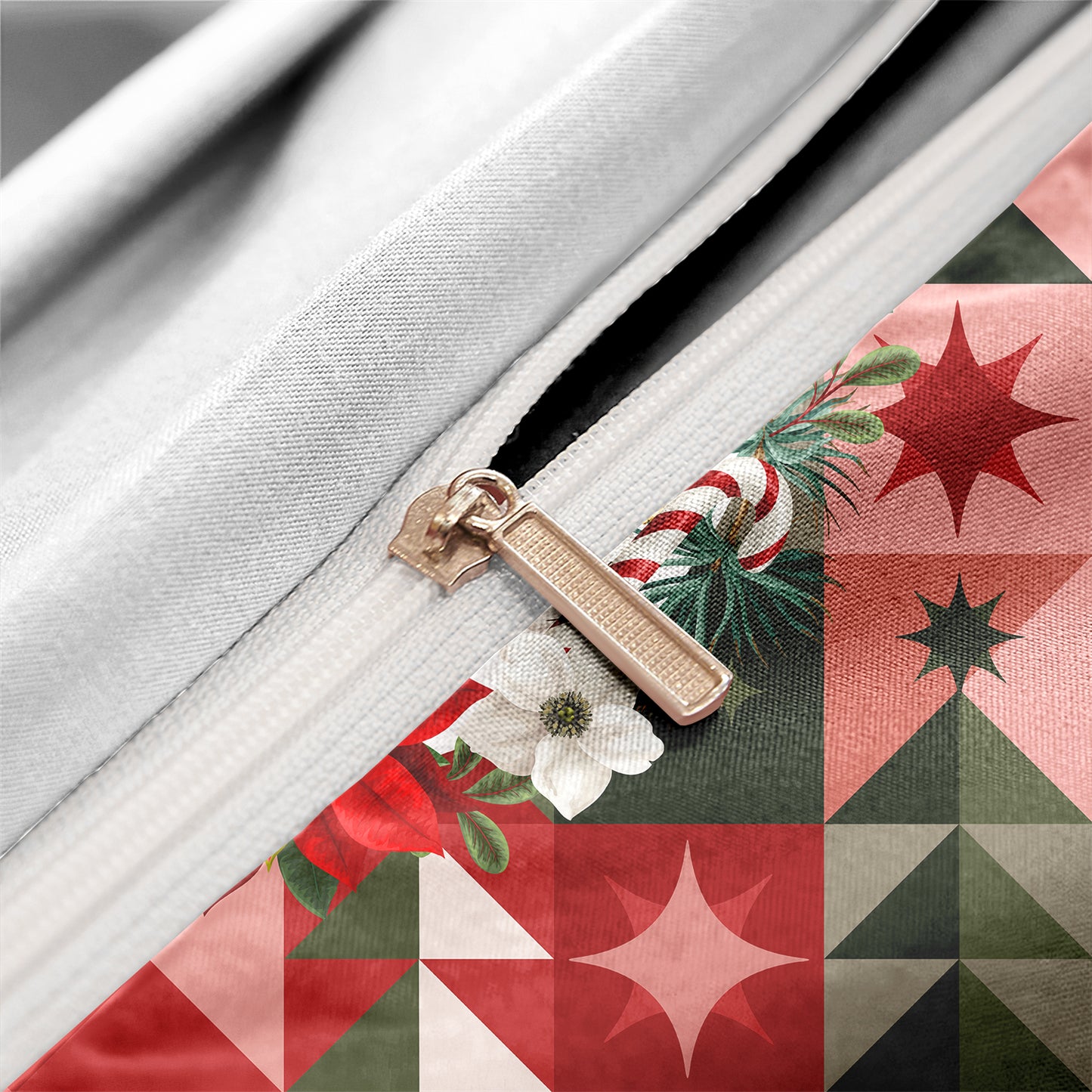 3Pcs Christmas Theme Santa Snowman Tree Elk Snowflake Checked Duvet Cover Set