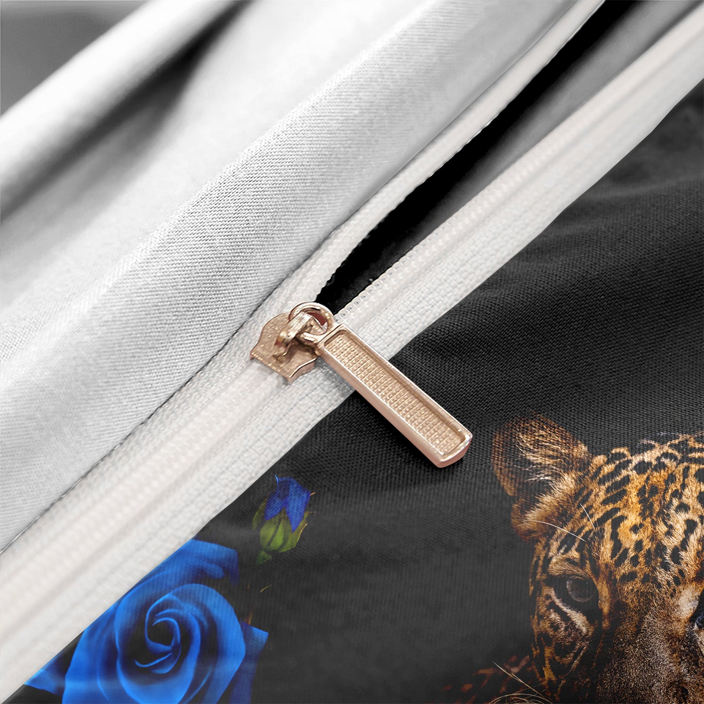 3pcs Romantic Rose Leopard Animal Duvet Cover Set