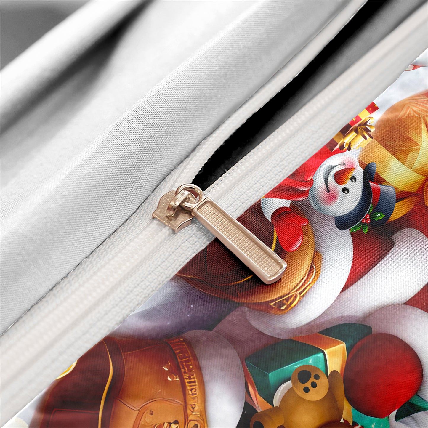 3pcs Santa & Snowman Christmas  Theme Duvet Cover Bedding Set