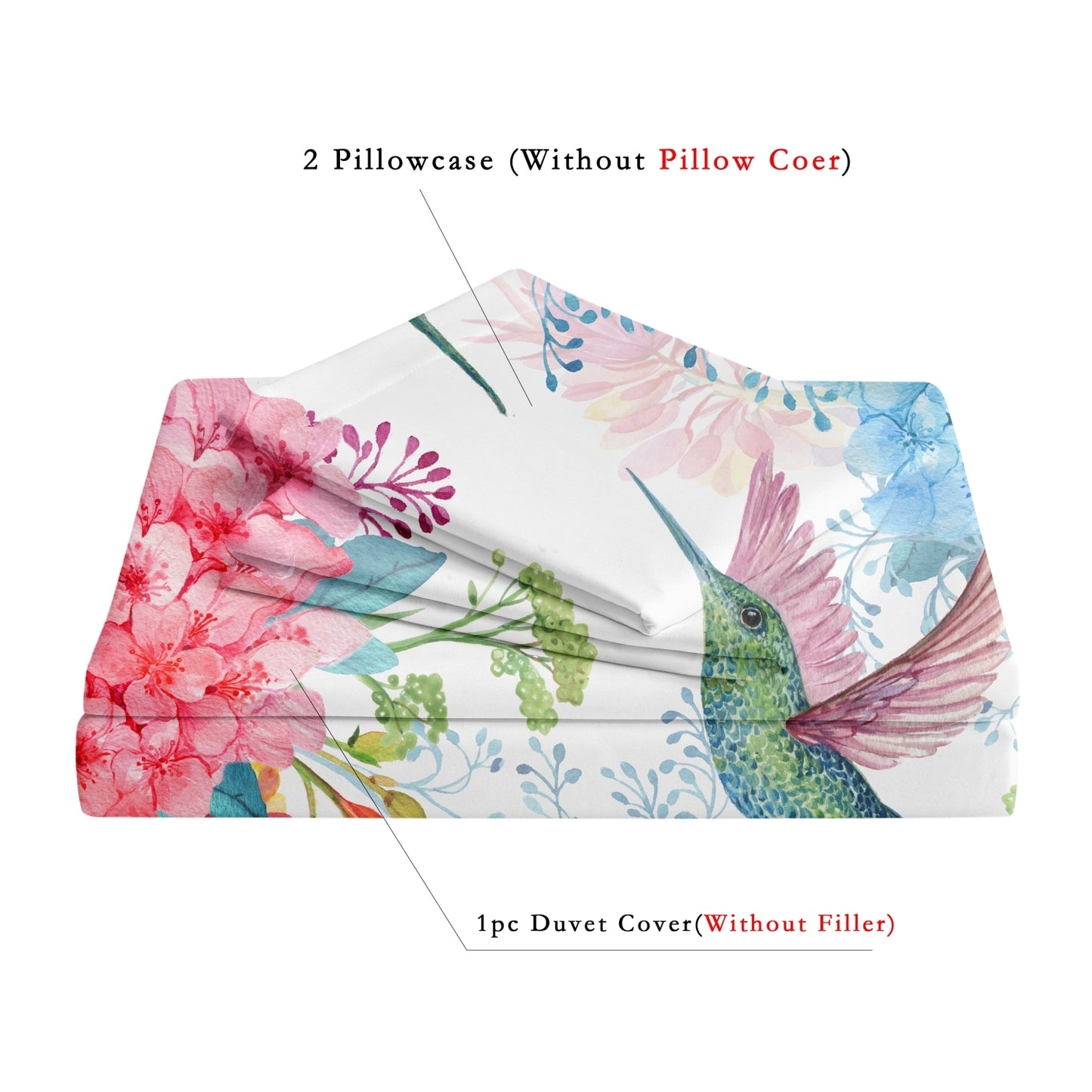 3Pcs Floral Bird Duvet Cover Bedding Set